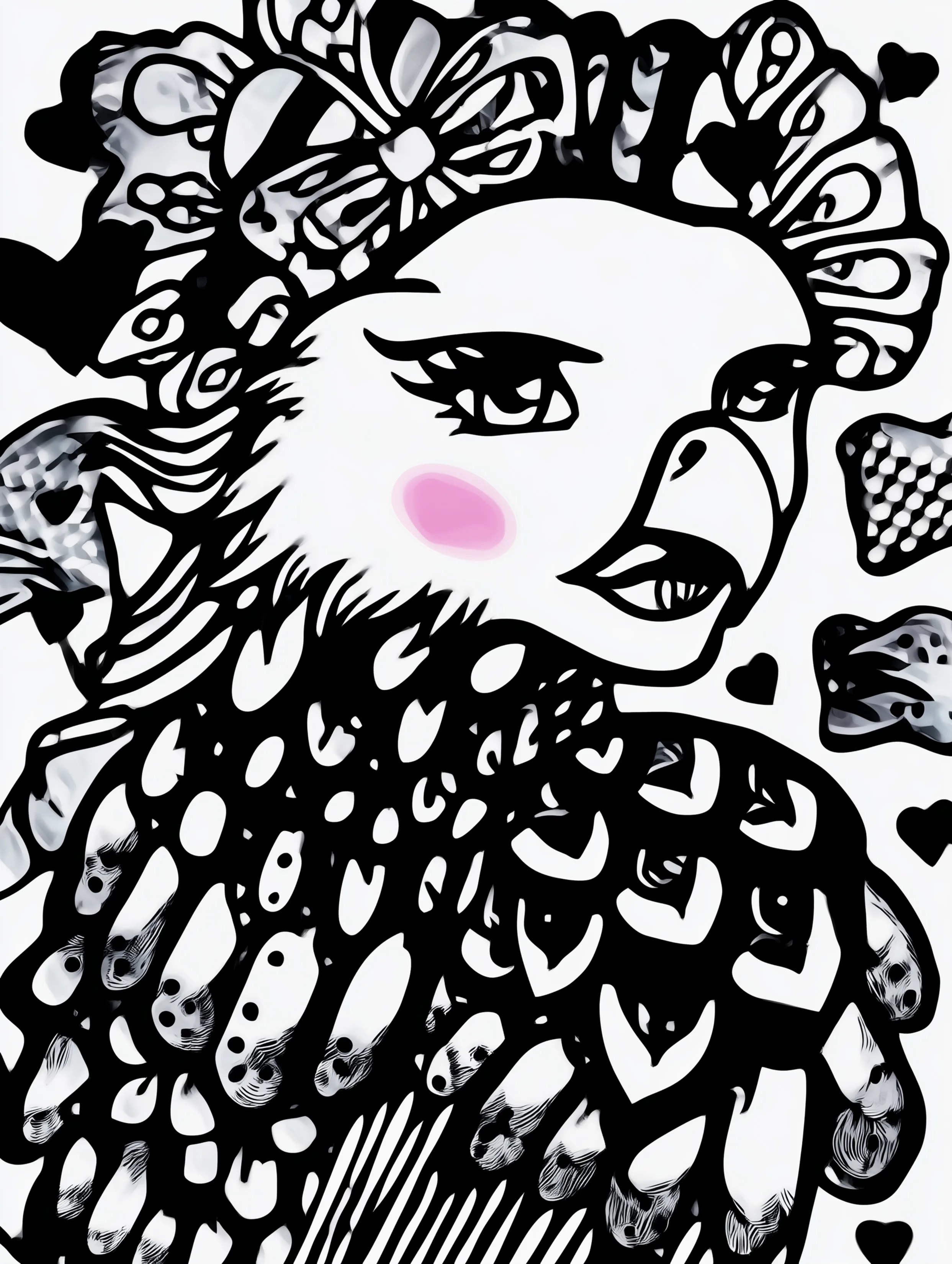 Free printable eagle coloring page for adults featuring an eagle with a surreal face